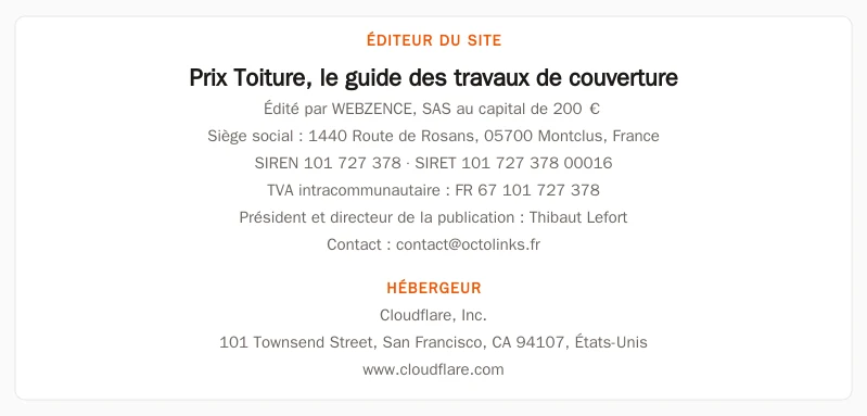 Coordonnées légales de l’éditeur et de l’hébergeur du site